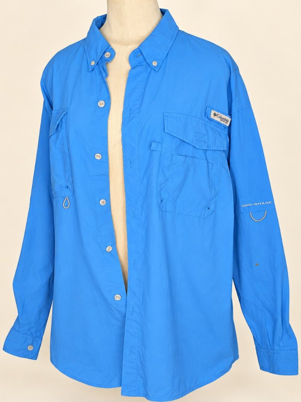 Columbia PFG Omni-Shade Blue Long Sleeve Vented Fishing Shirt Men’s XL
